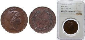 Venezuela State 1843 1 Centavo Copper (480010) 11.4g NGC AU Surface hairlines Y 3