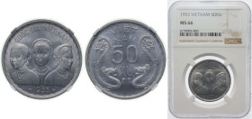 Vietnam South Vietnam French puppet state 1953 50 Xu - Bảo Đại Aluminium Paris Mint (15000000) 3.5g NGC MS 66 KM 3 Schön 37