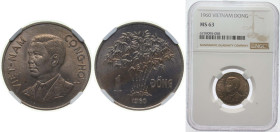Vietnam South Vietnam Republic 1960 1 Đồng Copper-nickel (75% Copper, 25% Nickel) Royal Mint (Tower Hill) (105000000) 3.6g NGC MS 63 KM 5 Schön 39
