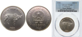 Vietnam Socialist Republic 1986 100 Đồng (Water Buffalo) Silver (.999) (5000) 12g PCGS MS 68 KM 19 Schön 71