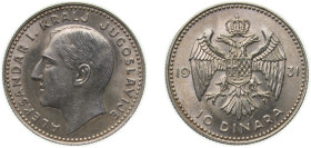 Yugoslavia Kingdom 1931 10 Dinara - Aleksandar I Silver (.500) Royal Mint (Tower Hill) (19000000) 7g UNC KM 10 Schön 8