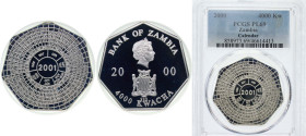 Zambia Republic 2000 4000 Kwacha - Elizabeth II (Calendar) Silver (.999) 23g PCGS PL69 Top Pop KM 175