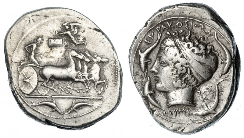 SICILIA. Siracusa. Segunda democracia. Tetradracma (414-405 a.C.). A/ Cabeza de ...