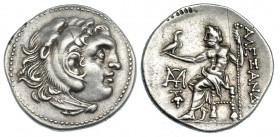 MACEDONIA. Alejandro III. Cerca incierta de Asia Menor. Dracma (188-180 a.C.). A/ Cabeza de Heracles con peil de león a der. R/ Zeus entronizado a izq...