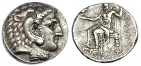 MACEDONIA. Filipo III. Side. Tetradracma (323-317 a.C.). R/ Zeus entronizado a izq. con cetro y águila, a la izq., corona, debajo DI. AR 16,96 g. PRC-...