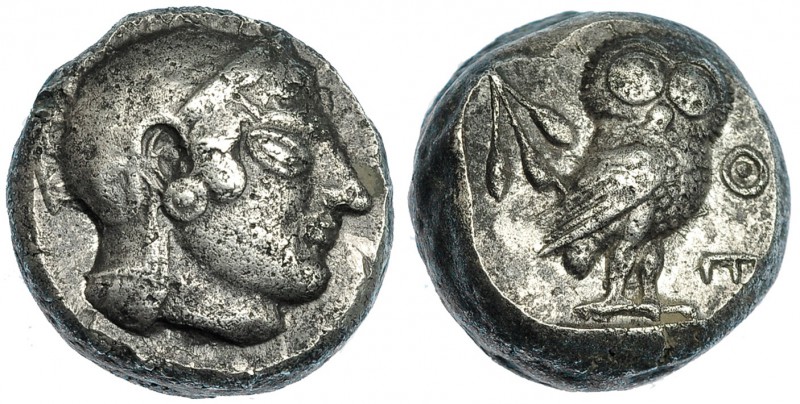 ÁTICA. Atenas. Tetradracma (500-490 a.C.). A/ Cabeza de Atenea a der. con casco ...
