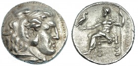 REYES DE PERSIA. Seleuco I. Babilonia. Tetradracma (311-300 a.C.). A nombre de Alejandro III. R/ Zeus entronizado a izq. con águila y cetro, a la izq....