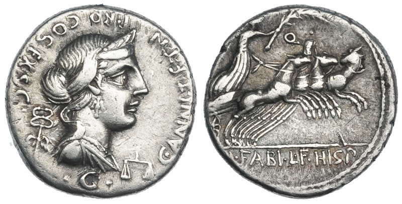 ANNIA. Denario. Hispania (82-81 a.C.). Anv., letra C. FFC-139. SB-2b. Pequeñas m...