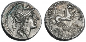 JUNIA. Denario. Roma (91 a.C.): A/ Letra V. R/ Número: XXVI. FFC-789. SB-15. EBC-.
