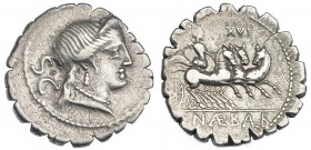 NAEVIA. Denario. Taller auxiliar de Roma (79 a.C.). R/ Número: XVI. FFC-937. SB-6. MBC.