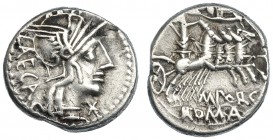 PORCIA. Denario. Roma (125 a.C.). R/ M. PORC; ROMA en el exergo. FFC-1051. SB-3. MBC.