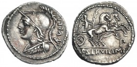 SERVILIA. Denario. Norte de Italia (100 a.C.). FFC-1141. SB-1. MBC+.