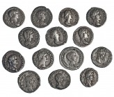 14 denarios de emperadores y augustas diferentes, desde Vespasiano a Gordiano III. Calidad media MBC.