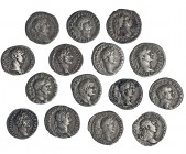 15 denarios: Vespasiano (4), Domiciano (2), Trajano (3), Adriano (2) y Antonino Pío (4). MBC-/MBC.