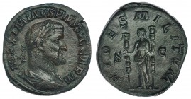 MAXIMINO I. Sestercio. Roma (236-238). R/ FIDES MILITVM, S.C. RIC-78. CH-13. Pátina oscura. MBC+.