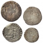 3 monedas de 1 real: Burgos y Sevilla (2) y 1/2 real de Granada. Total 4 monedas. BC+/MBC-.
