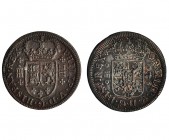 2 monedas de 4 maravedís. 1719 y 1742. Segovia. MBC.