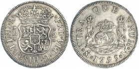 2 reales. 1755. México. M. VI-231. MBC/MBC+.