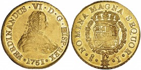 8 escudo. 1751. Santiago. J. VI-632. B.O. EBC+.