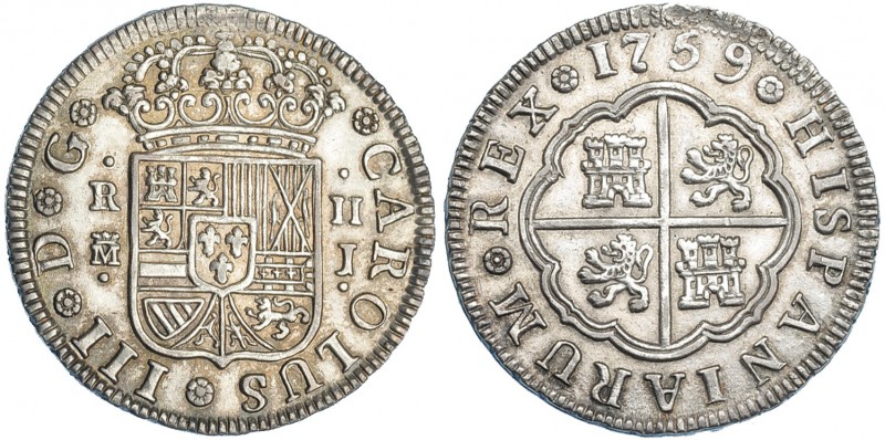 2 reales. 1759. Madrid. J. VI-517. EBC-. Escasa.