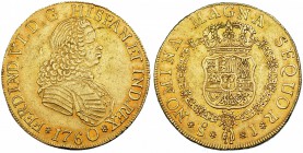 8 escudos. 1760. Santiago. J. VI-1740. Hojita en el anv. R.B.O. MBC+. Muy escasa.