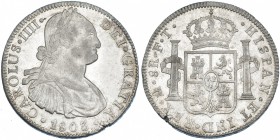 8 reales. 1803. México. FT. VI-800. B.O. Pequeña grieta. EBC-/EBC.