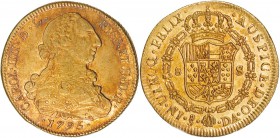 8 escudos. 1795. Santiago. DA. VI-1419. Ligera pátina rojiza. B.O. EBC/EBC+.