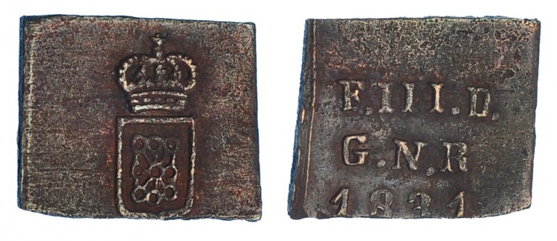 1/2 maravedí. 1831. Pamplona. Cospel rectangular. VI-102. MBC+. Muy escasa.