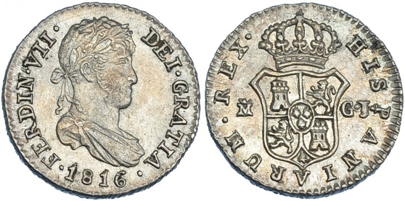 1/2 real. 1816. Madrid. GJ. VI-348. EBC/EBC-.