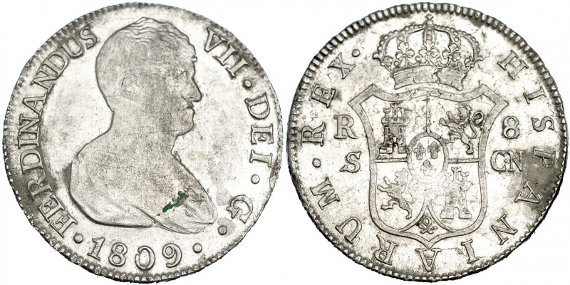 8 reales. 1809. Sevilla. CN. VI-1163. Leves oxidaciones. Acuñación floja. R. B. ...