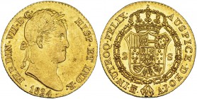 2 escudos. 1824. Madrid. AJ. VI-1347. R.B.O. EBC.