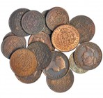 Colección de 5 céntimos de real, Segovia (8) y 10 céntimos de real, Segovia (10). Total 18 piezas diferentes. De BC a EBC+.