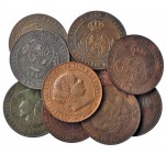 Colección de 11 monedas de 5 céntimos de escudo diferentes. Barcelona (3), Jubia (3), Segovia (3) y Sevilla (2). De BC+ a EBC.