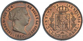 5 céntimos de real. 1860. Segovia. VI-126. B.O. SC.