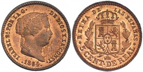 5 céntimos de real. 1864. Segovia. VI-130. B.O. EBC+/SC.