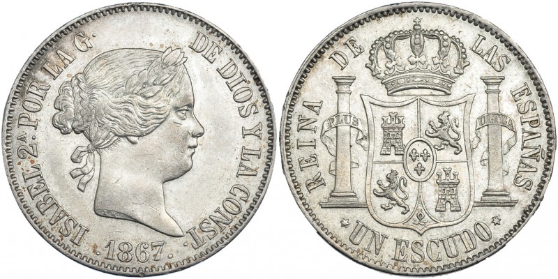 Escudo. 1867. Madrid. VI-481. EBC.
