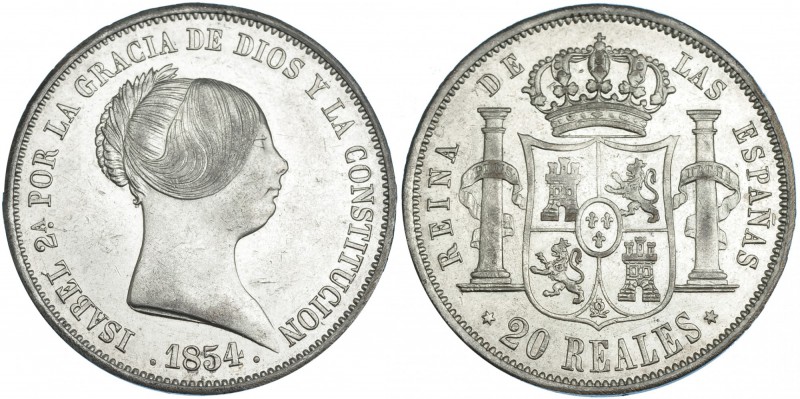 20 reales. 1854. Madrid. VI-510. B.O. EBC-/MBC+.