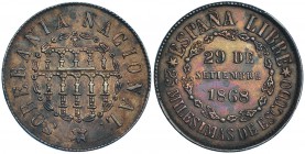 25 milésimas de escudo. 1868. Segovia. VII-7. MBC+. Escasa.