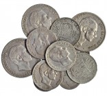 13 monedas diferentes de Manila. 50 centavos de peso, 1882, 1883 y 1885; 20 centavos de peso, 1881, 1882, 1883, 1884, y 1885; 10 centavos de peso, 188...