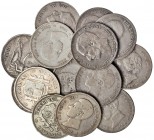16 monedas de 1 peseta. 1869-1905. 1869, 1870 (2), 1876, 1881, 1882, 1883, 1885, 1889, 1891, 1894, 1901, 1902, 1903, 1904 y 1905. Todas diferentes. BC...