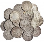 30 monedas de 2 pesetas. 1869-1905. Gobierno Provisional: 15 monedas con diferentes fechas en las estrellas; Alfonso XII: 10 monedas, 1879, 1881, 1882...
