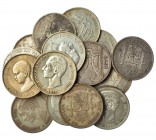 18 monedas de 5 pesetas diferentes. 1870-1892. BC+/MBC-.