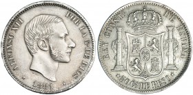 50 centavos de peso. 1881. Manila. VII-76. EBC-.