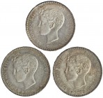 3 monedas de 5 pesetas. 1898 *18-98. Madrid. SGV. MBC+/EBC-.