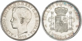 Peso. 1895. Puerto Rico. PGV. VII-193. Abrillantada. MBC+/EBC-.