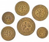Menorca. 1937. 5, 10 y 25 céntimos (2), 1 y 25 pesetas. Total 6 monedas. VII-250, 251, 252 (2), 253 y 254. MBC+/EBC-.