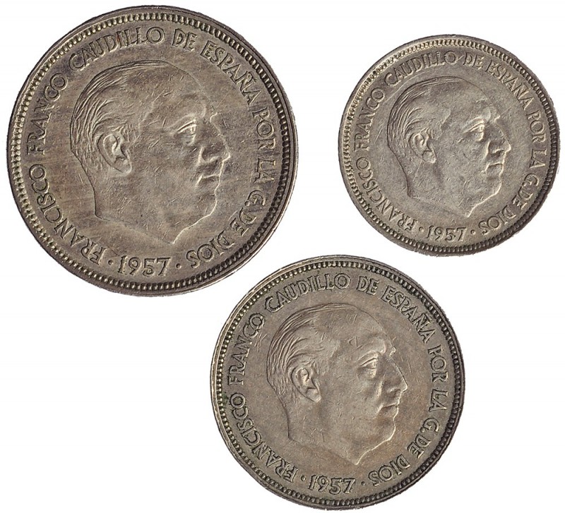 Exposición Iberoamerica de Numismática y Medallística. 1957 *BA. 5, 25 y 50 pese...