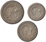 Exposición Iberoamerica de Numismática y Medallística. 1957 *BA. 5, 25 y 50 pesetas. VII-422. MBC/MBC+.