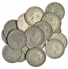 17 monedas. 1957 *BA. 50 pesetas (15) y 25 pesetas (2). Calidad media MBC.