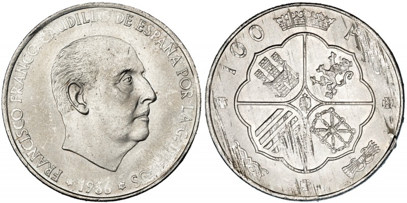 100 pesetas. 1966 *19-70. Cospel mucho mas fino de lo normal con un peso de 12,2...